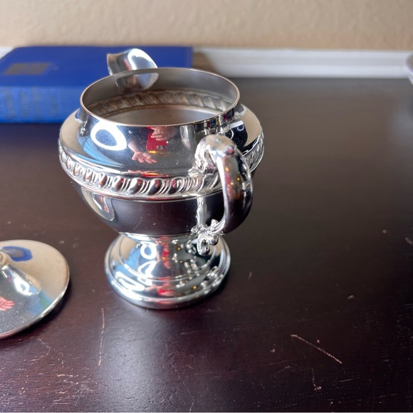 Vintage Sheridan Silver-plate Creamer, Bud Vase, Copper Kitchen, Elegant Holiday - Picture 3 of 8